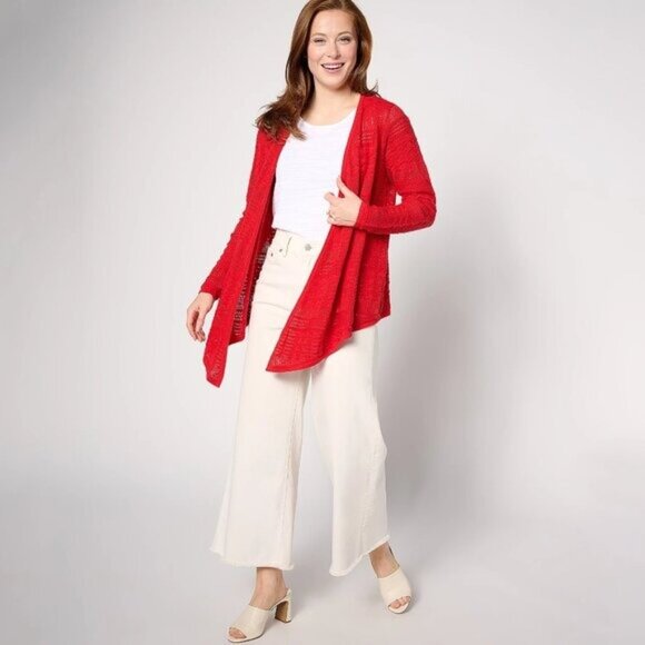 Joan Rivers Sweaters - Joan Rivers Women's Sweaters Joan Rivers Open-Front Crochet Sweater Cardigan L